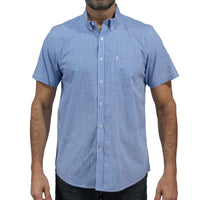 Camisa Azul Cuadros Manga Corta 100% Algodón 2604049 - dioromx