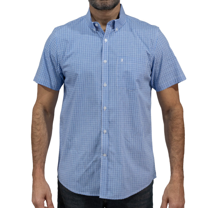 Camisa Azul Cuadros Manga Corta 100% Algodón 2604049 - dioromx