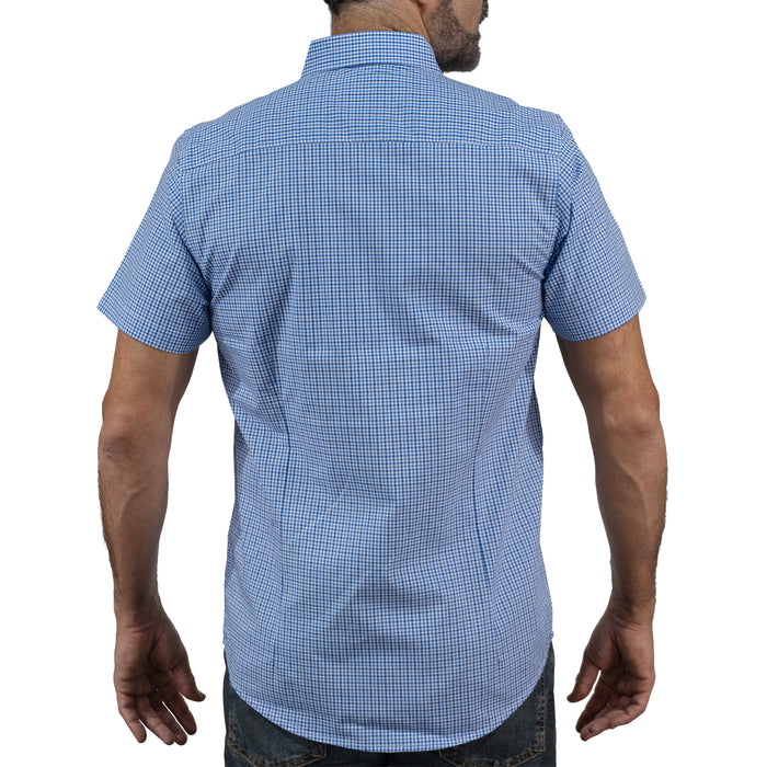 Camisa Azul Cuadros Manga Corta 100% Algodón 2604049 - dioromx