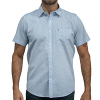 Camisa Azul Cuadros Manga Corta 100% Algodón 2604050