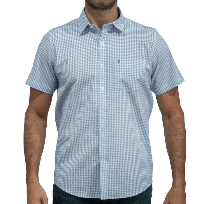 Camisa Azul Cuadros Manga Corta 100% Algodón 2604050