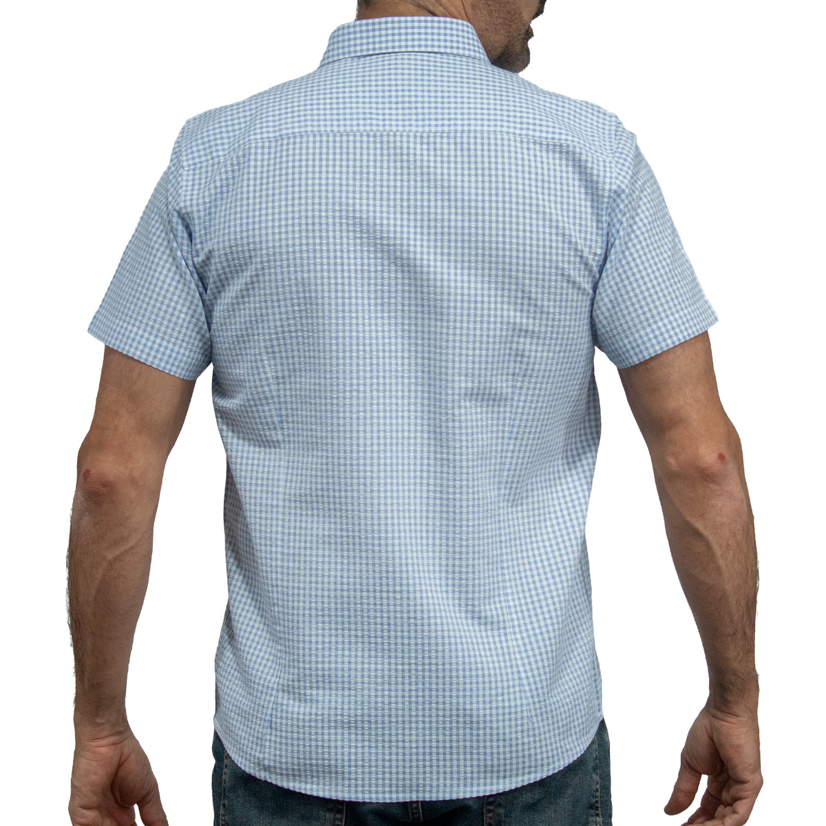 Camisa Azul Cuadros Manga Corta 100% Algodón 2604050