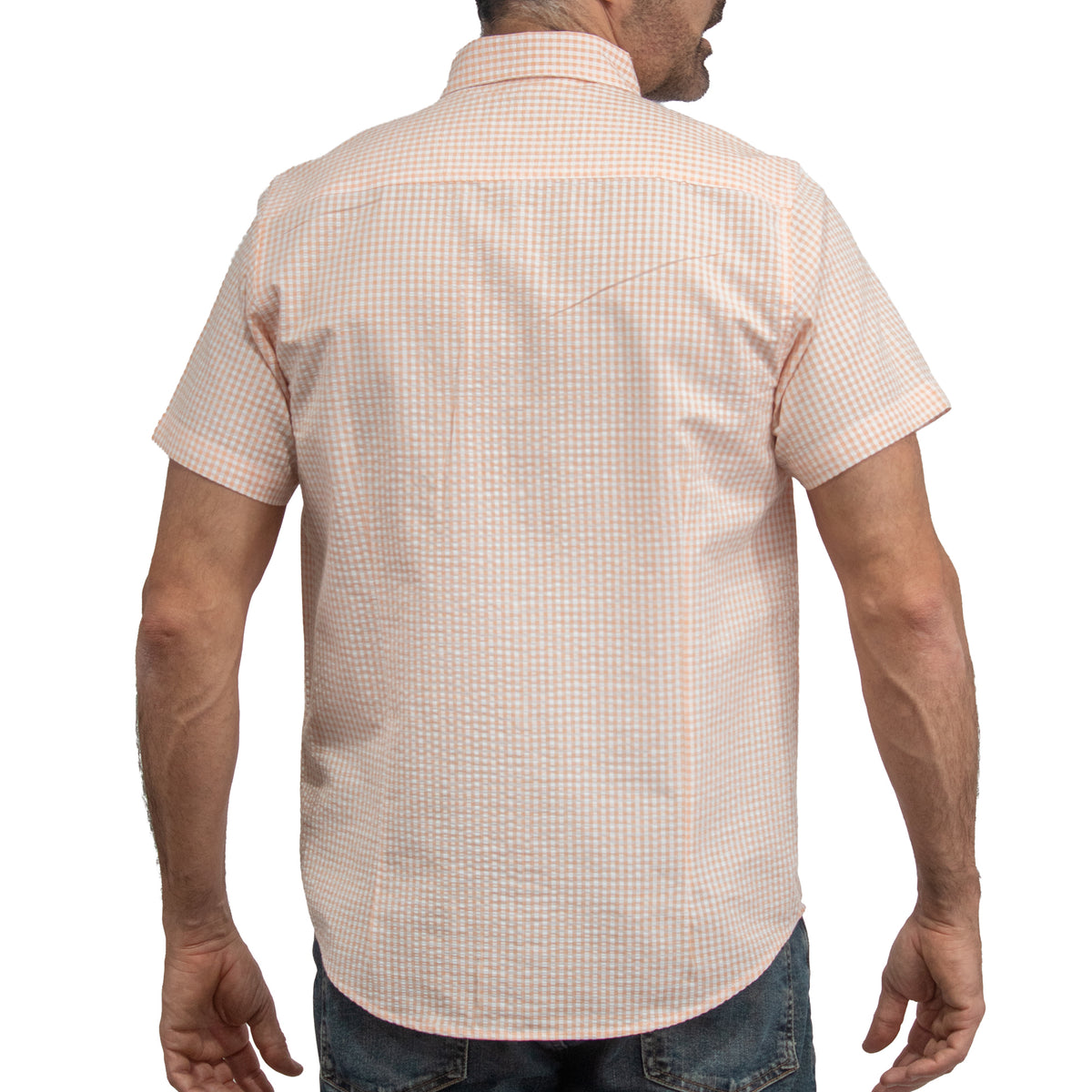 Camisa Cuadros Naranja Manga Corta 100% Algodón 2604051
