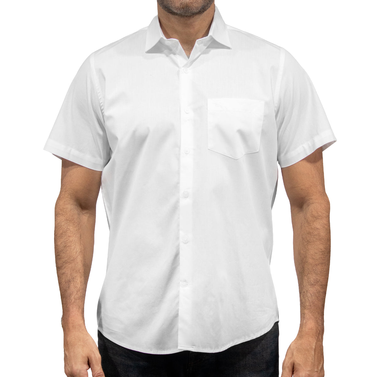 Camisa Blanca Lisa Manga Corta 100% Algodón 2604052