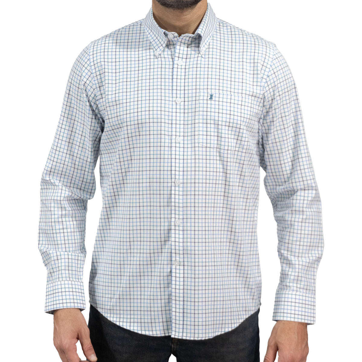 Camisa Cuadros Blanca Manga Larga 100% Algodón 2605059