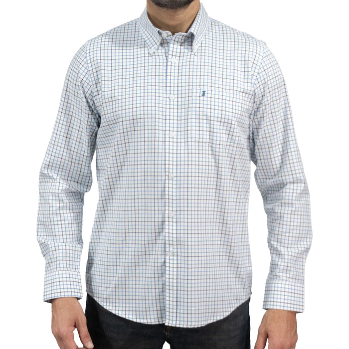 Camisa Cuadros Blanca Manga Larga 100% Algodón 2605059