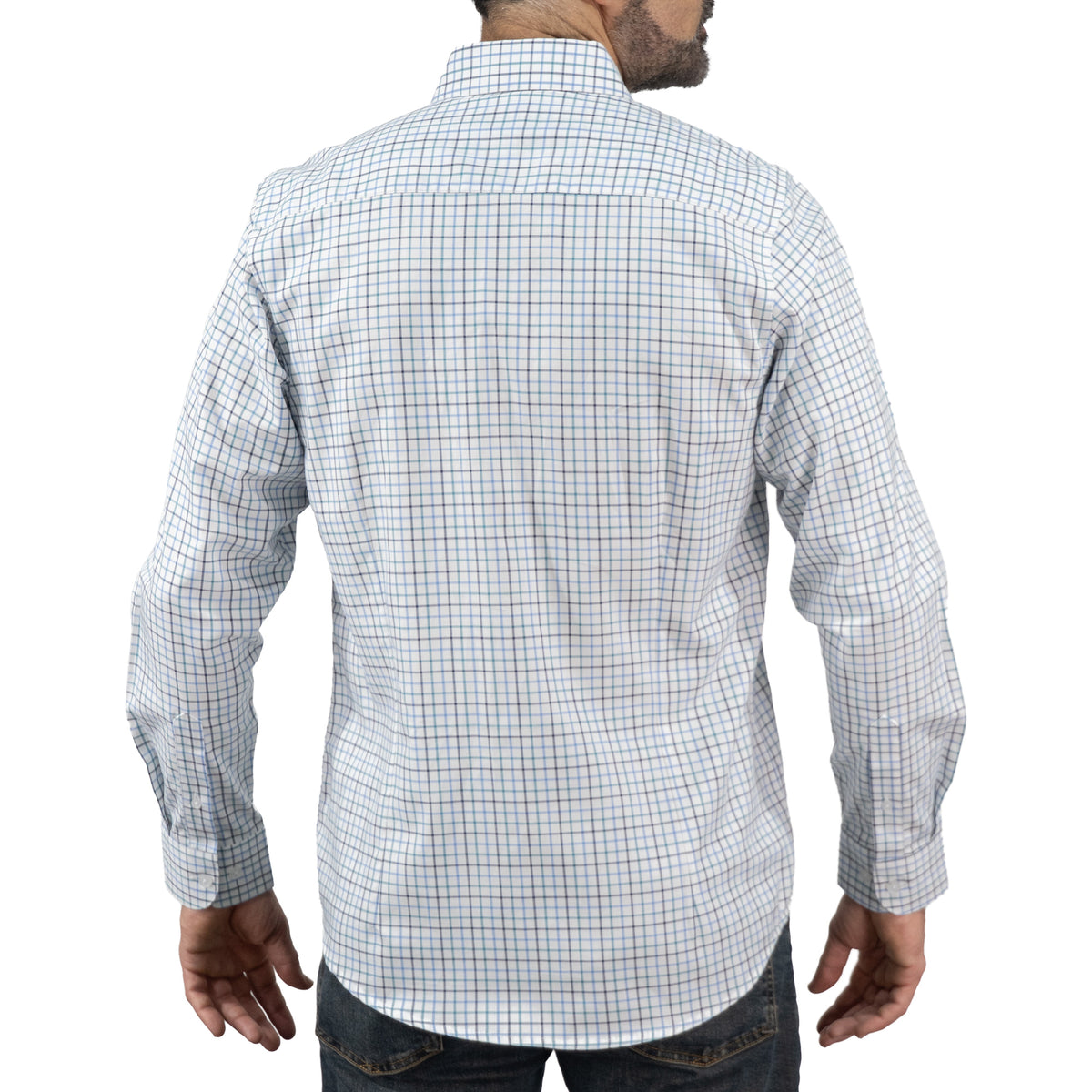 Camisa Cuadros Blanca Manga Larga 100% Algodón 2605059