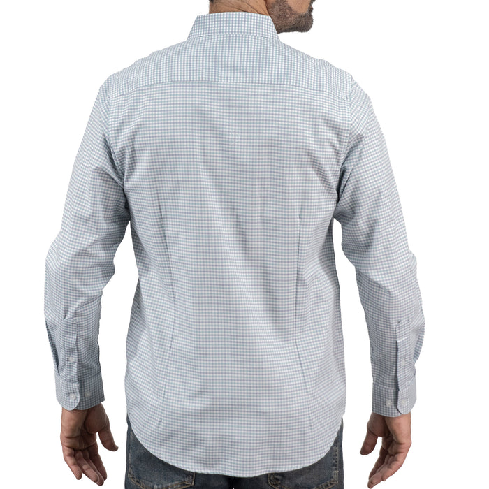 Camisa Cuadros Blanca Manga Larga 100% Algodón 2605060