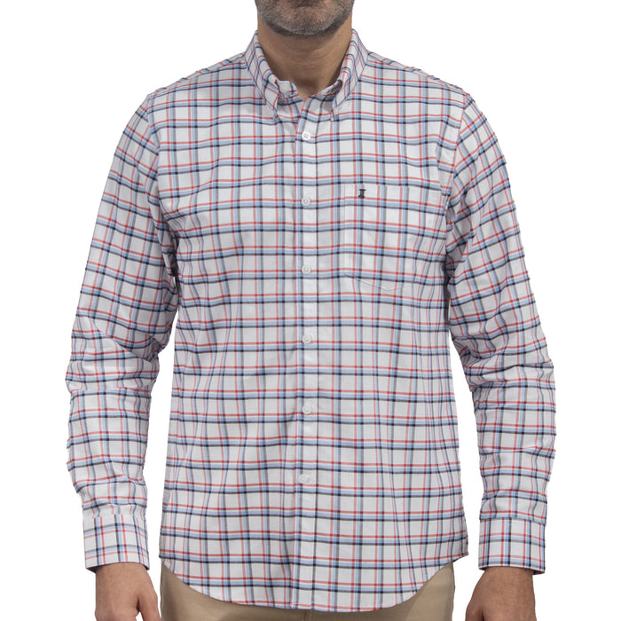 Camisa Cuadros Blanca Manga Larga 100% Algodón 2605062