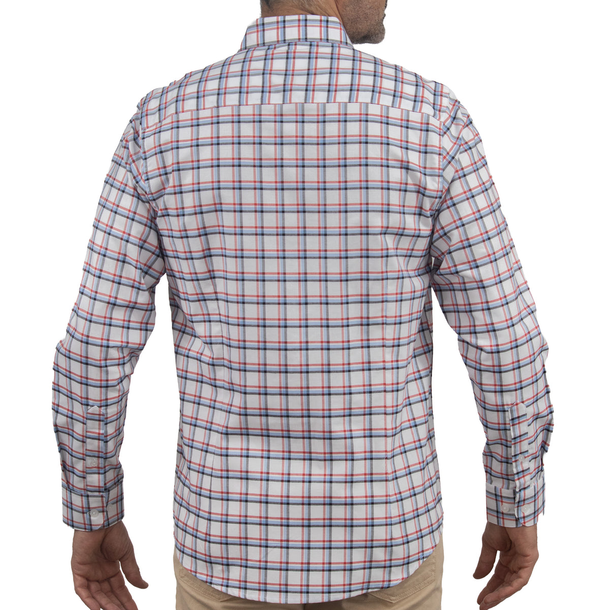 Camisa Cuadros Blanca Manga Larga 100% Algodón 2605062