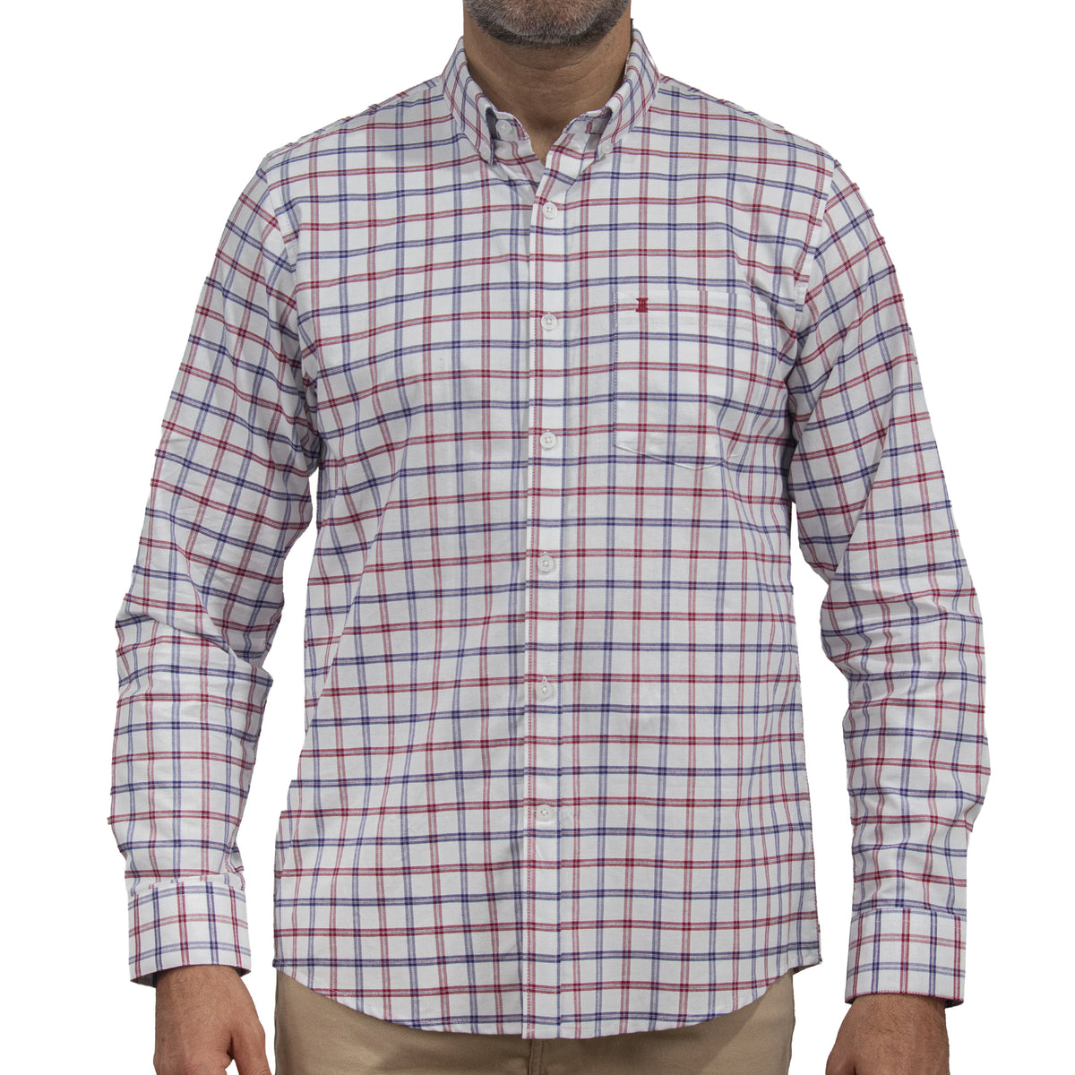 Camisa Cuadros Blanca Manga Larga 100% Algodón 2605063