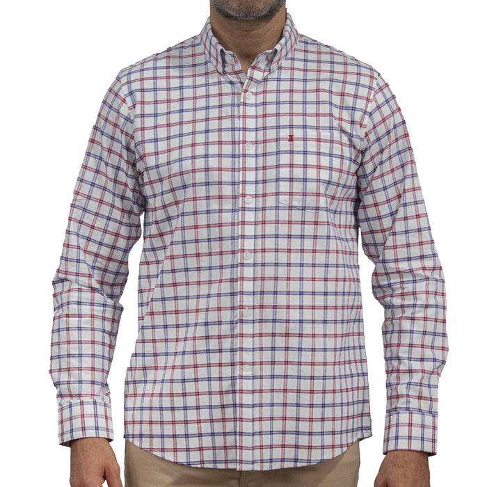 Camisa Cuadros Blanca Manga Larga 100% Algodón 2605063