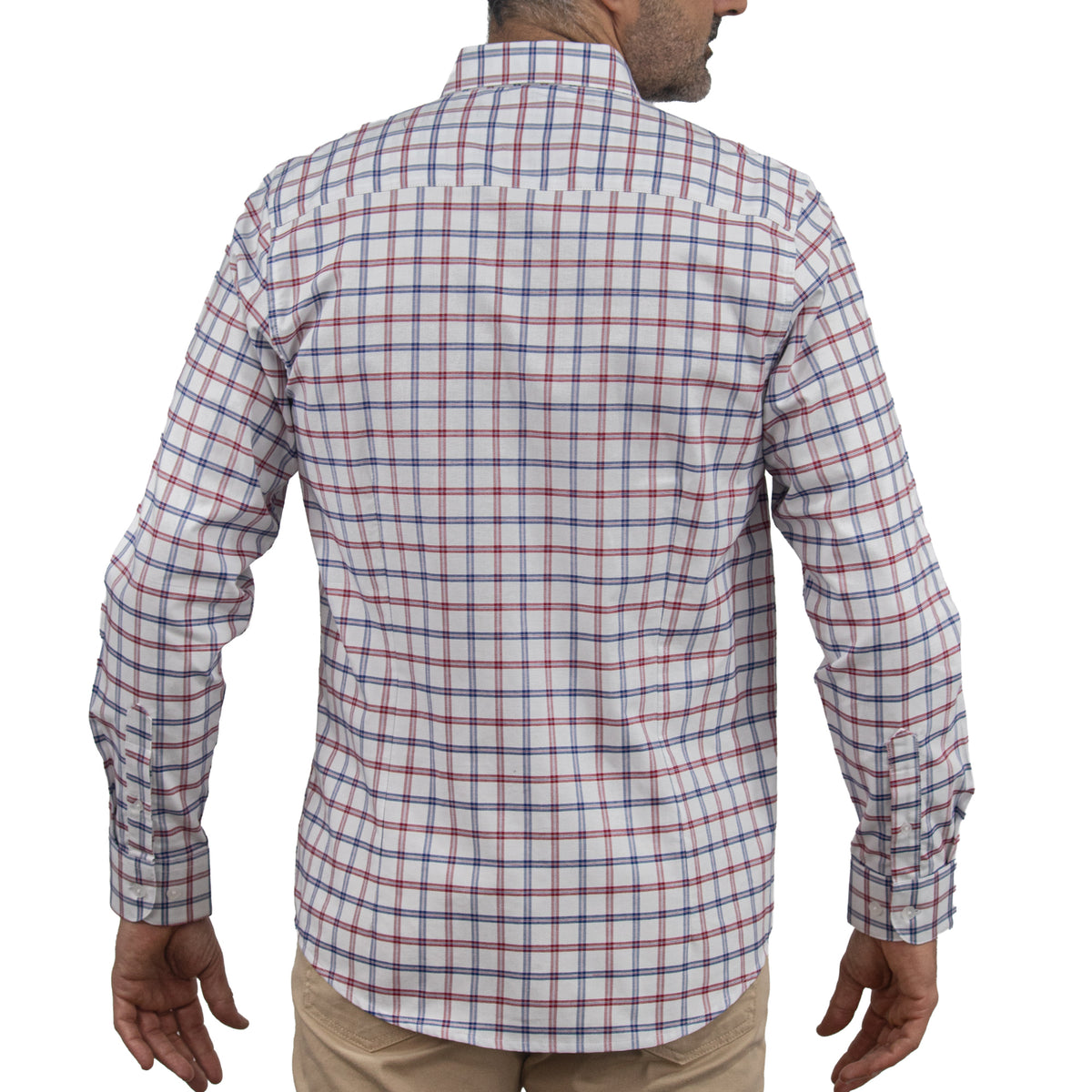 Camisa Cuadros Blanca Manga Larga 100% Algodón 2605063