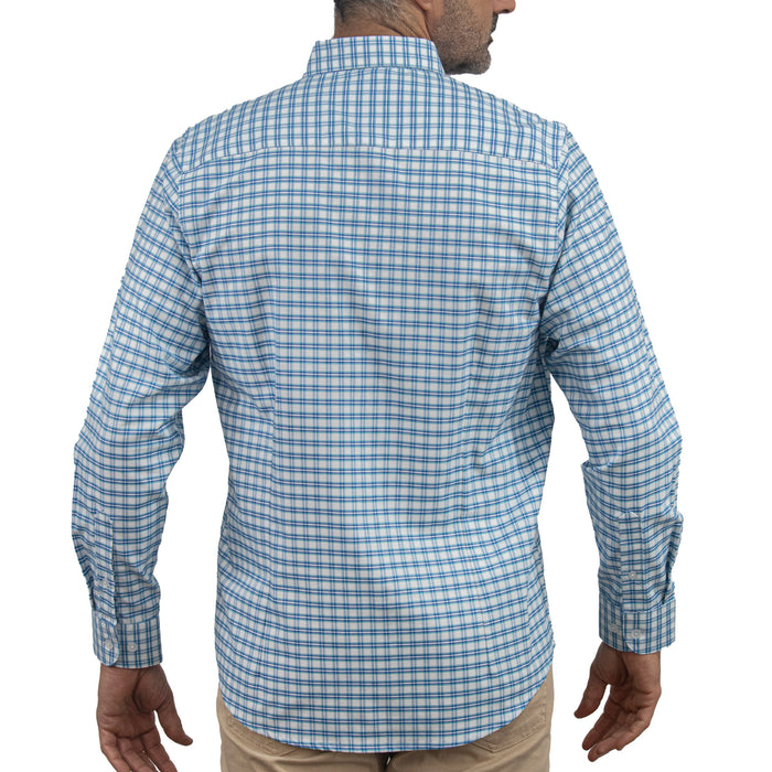 Camisa Cuadros Azul Manga Larga 100% Algodón 2605064