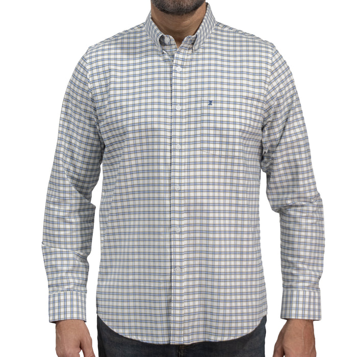 Camisa Cuadros Blanca Manga Larga 100% Algodón 2605065