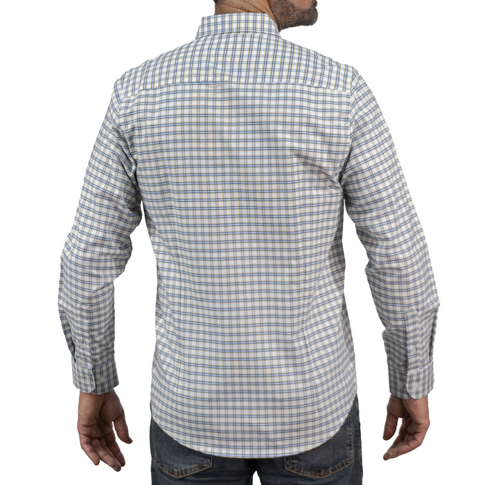 Camisa Cuadros Blanca Manga Larga 100% Algodón 2605065
