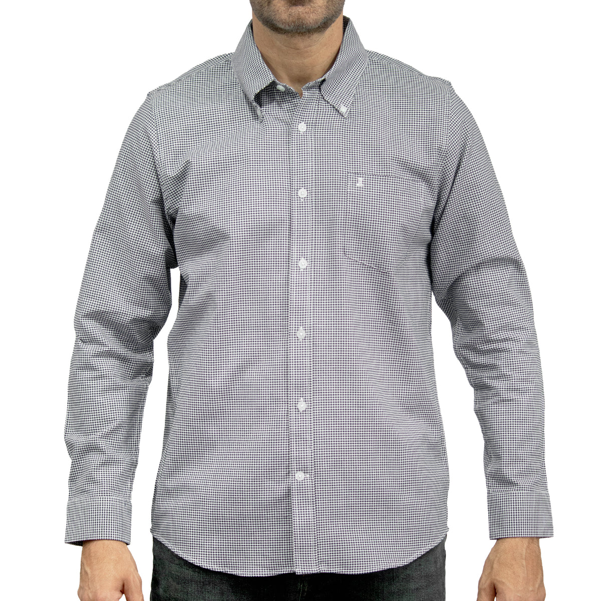 Camisa Cuadros Negra Manga Larga 100% Algodón 2605067