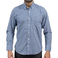 Camisa Cuadros Azul Manga Larga 100% Algodón 2605069