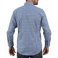 Camisa Cuadros Azul Manga Larga 100% Algodón 2605069