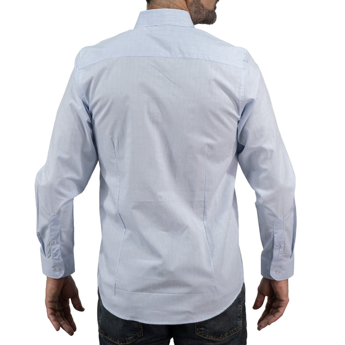 Camisa Azul Lisa Manga Larga 100% Algodón 2605070 - dioromx