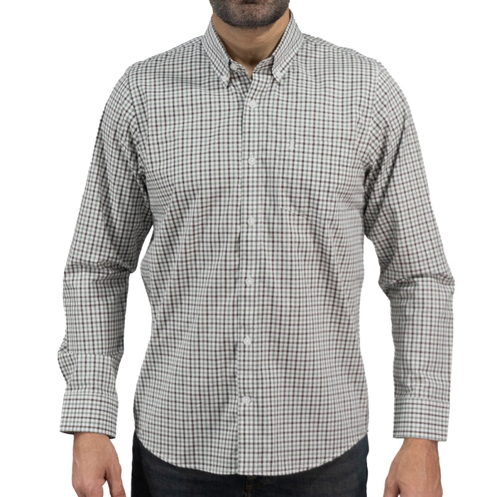 Camisa Verde Cuadros Manga Larga 100% Algodón 2605071