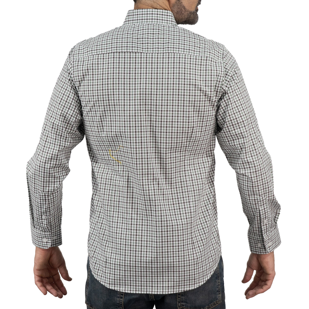 Camisa Verde Cuadros Manga Larga 100% Algodón 2605071