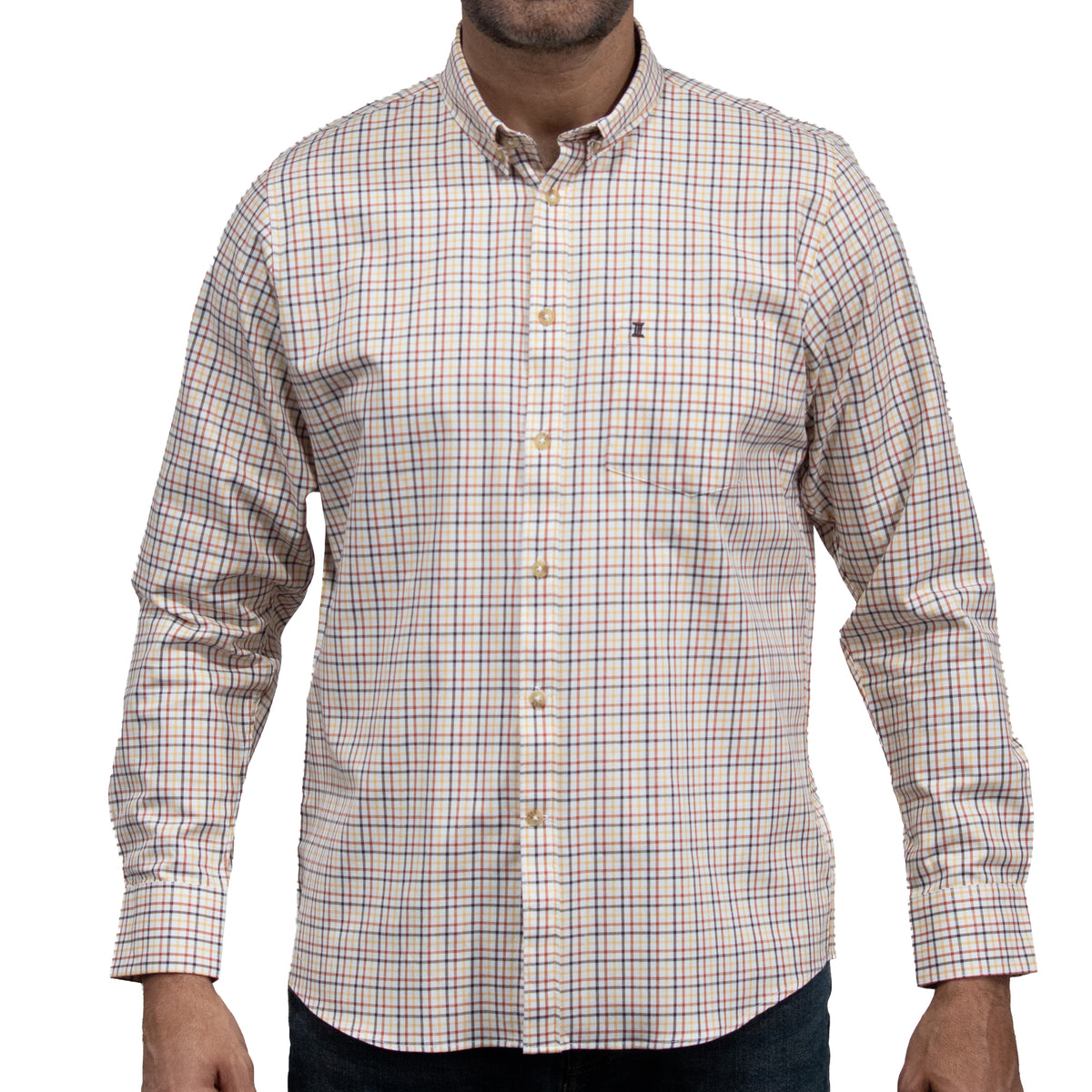 Camisa Cuadros Multicolor Manga Larga 100% Algodón 2605074