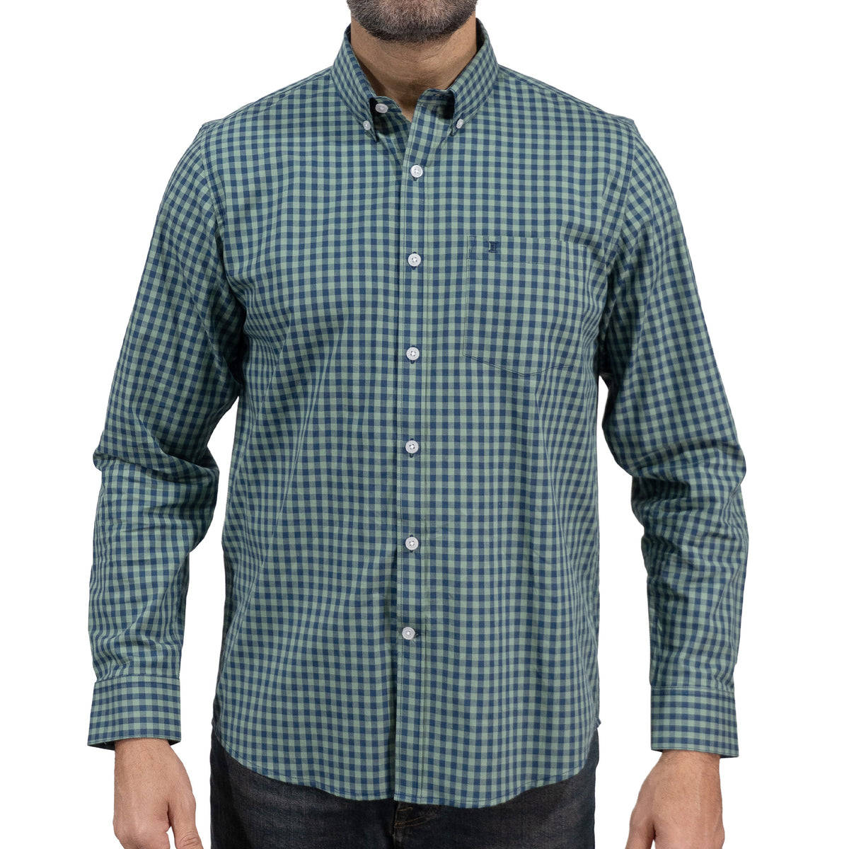 Camisa Cuadros Verde Manga Larga 100% Algodón 2605076 - dioromx