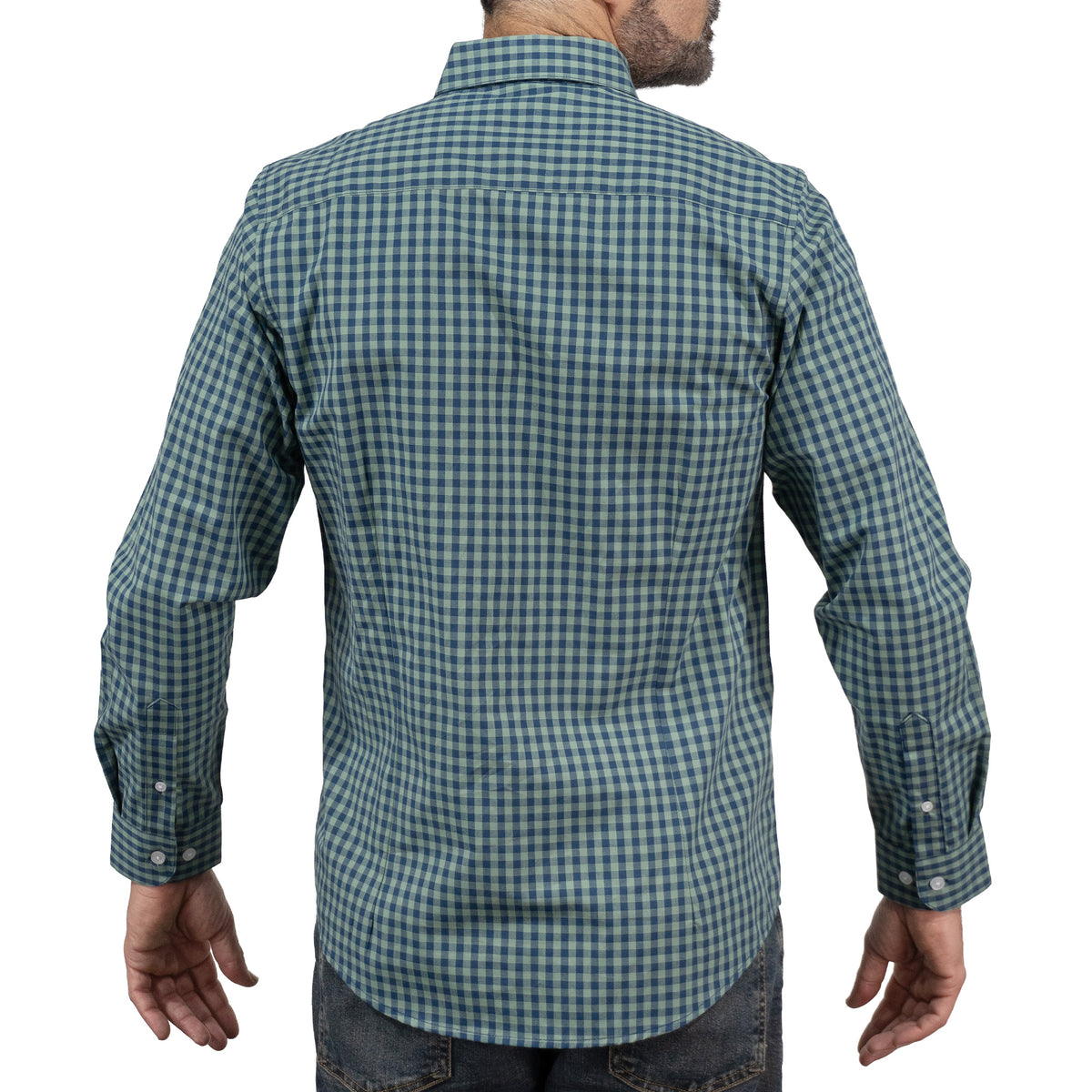 Camisa Cuadros Verde Manga Larga 100% Algodón 2605076 - dioromx