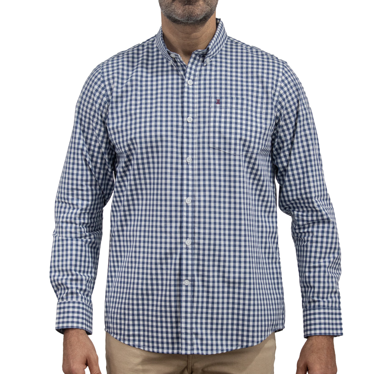 Camisa Cuadros Azul Manga Larga 100% Algodón 2605077