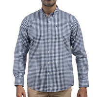 Camisa Cuadros Azul Manga Larga 100% Algodón 2605077