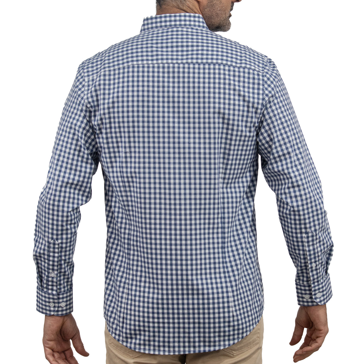Camisa Cuadros Azul Manga Larga 100% Algodón 2605077