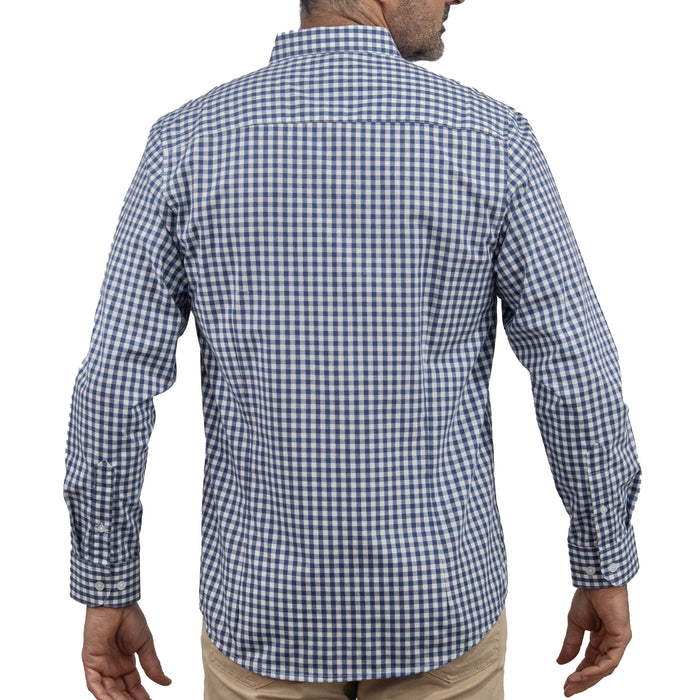 Camisa Cuadros Azul Manga Larga 100% Algodón 2605077