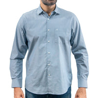 Camisa Azul Lisa Manga Larga 100% Algodón 2605078