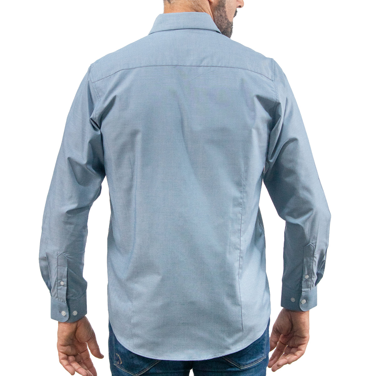 Camisa Azul Lisa Manga Larga 100% Algodón 2605078