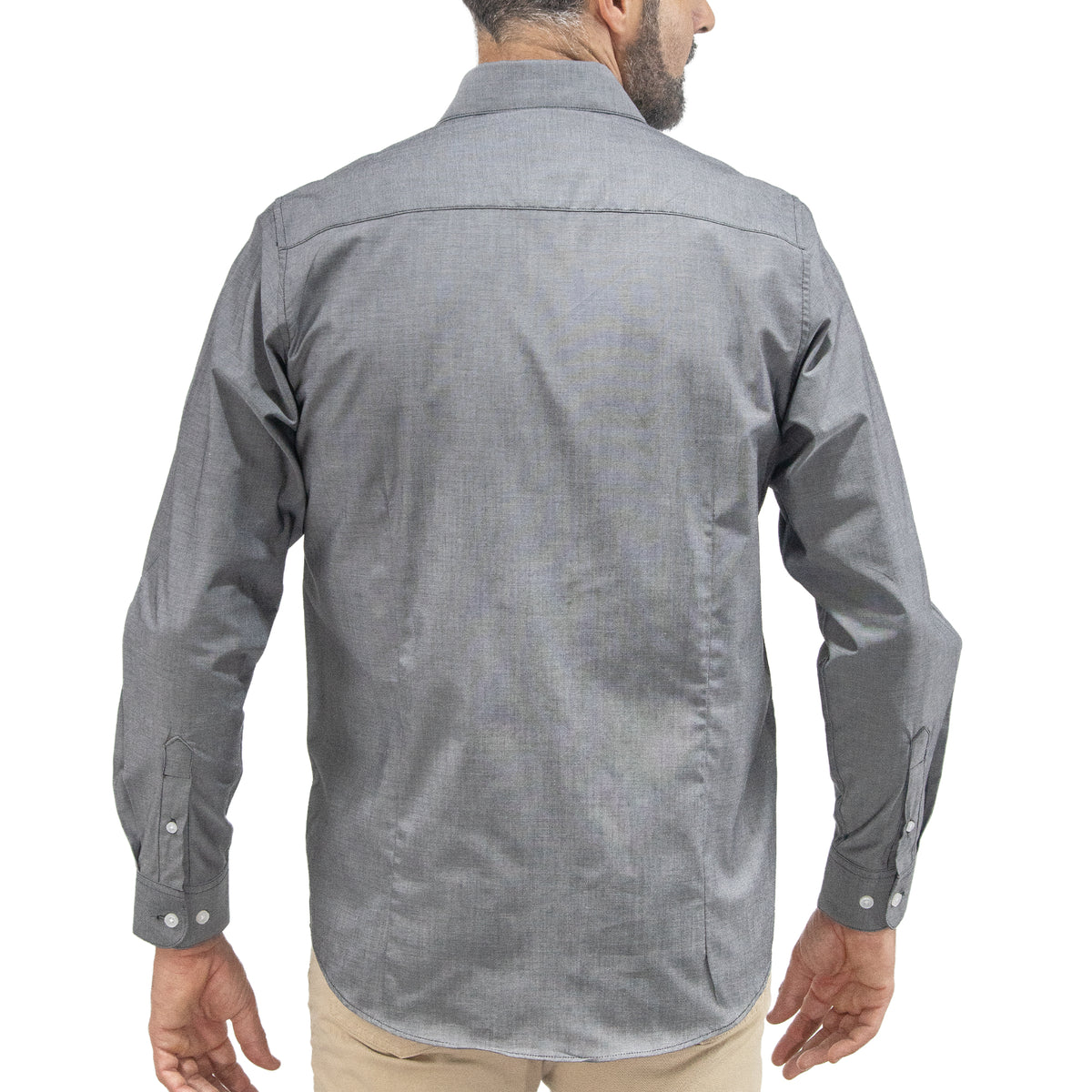 Camisa Gris Lisa Manga Larga 100% Algodón 2605079