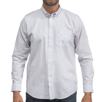 Camisa Rayas Blanca Manga Larga 100% Algodón 2605080