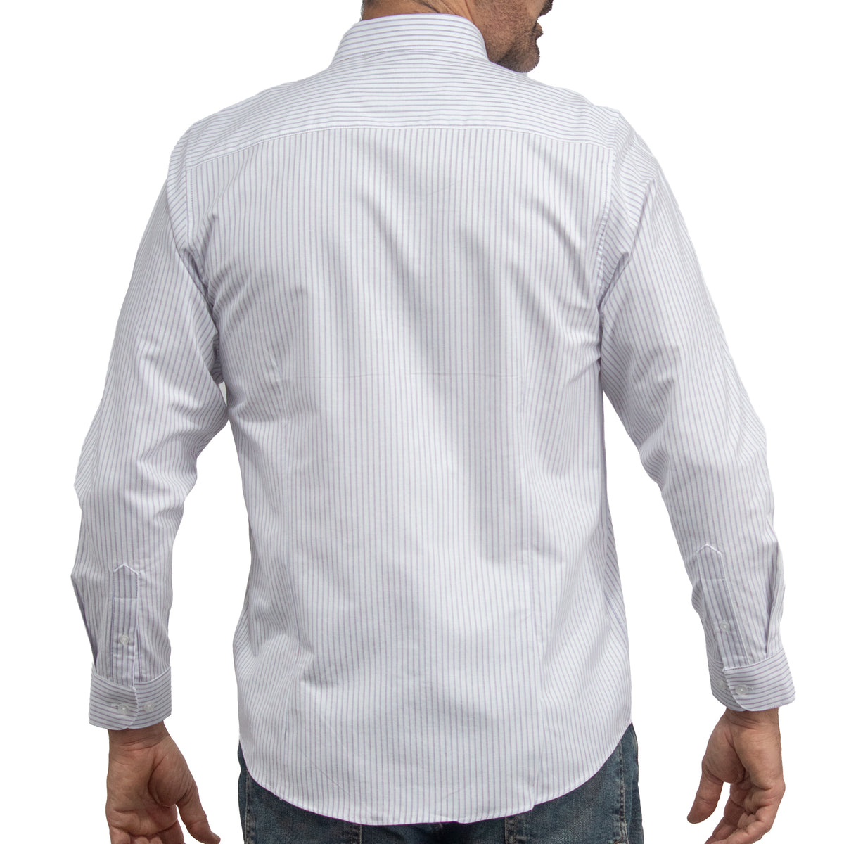 Camisa Rayas Blanca Manga Larga 100% Algodón 2605080
