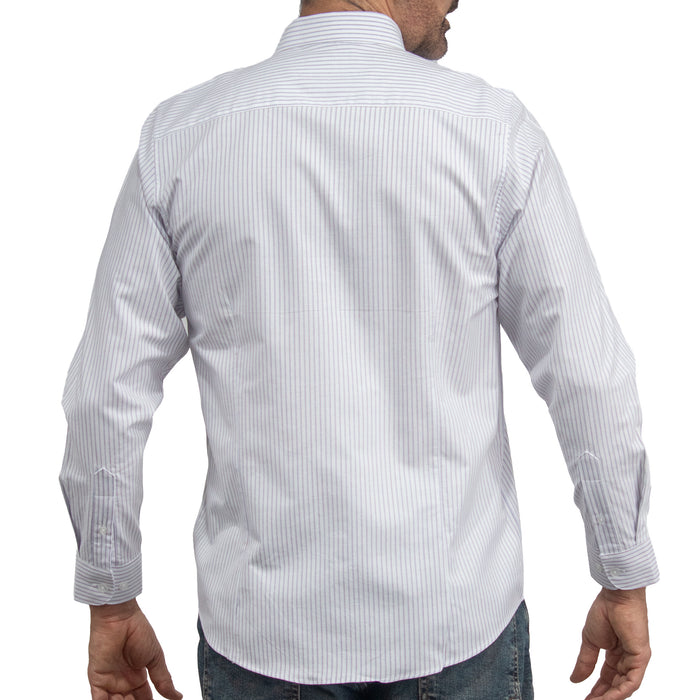 Camisa Rayas Blanca Manga Larga 100% Algodón 2605080
