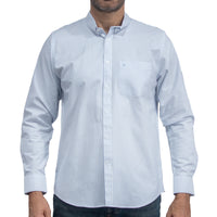 Camisa Rayas Azul Manga Larga 100% Algodón 2605081