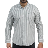 Camisa Rayas Gris Manga Larga 100% Algodón 2605083