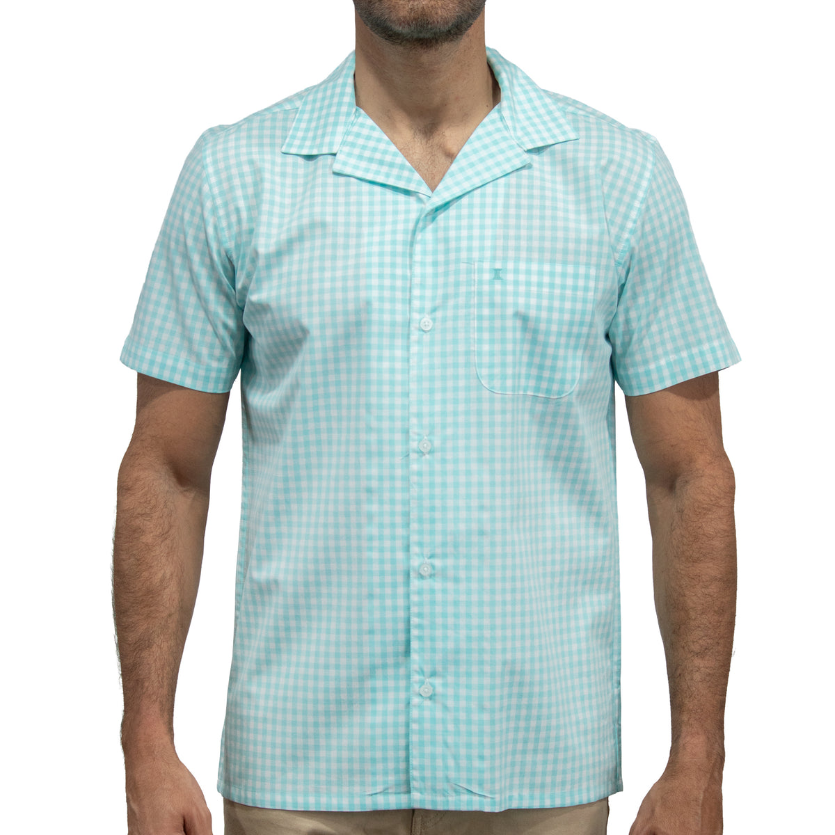 Camisa Cuadros Azul Manga Corta 100% Algodón 2605084