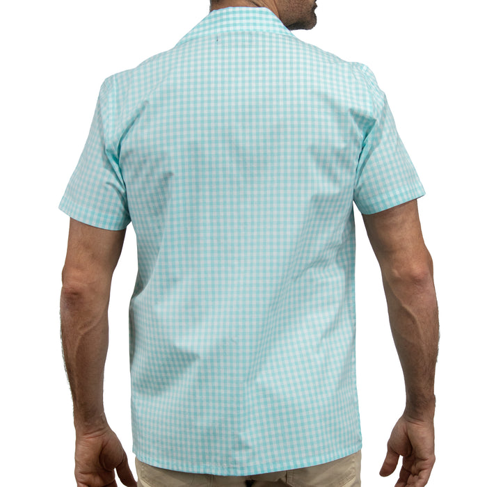 Camisa Cuadros Azul Manga Corta 100% Algodón 2605084