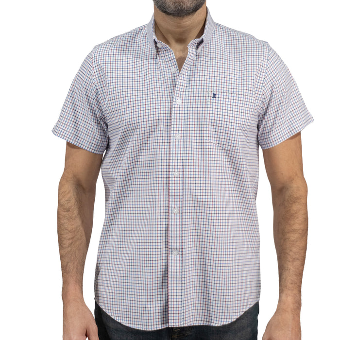 Camisa Cuadros Blanca Manga Corta 100% Algodón 2605085