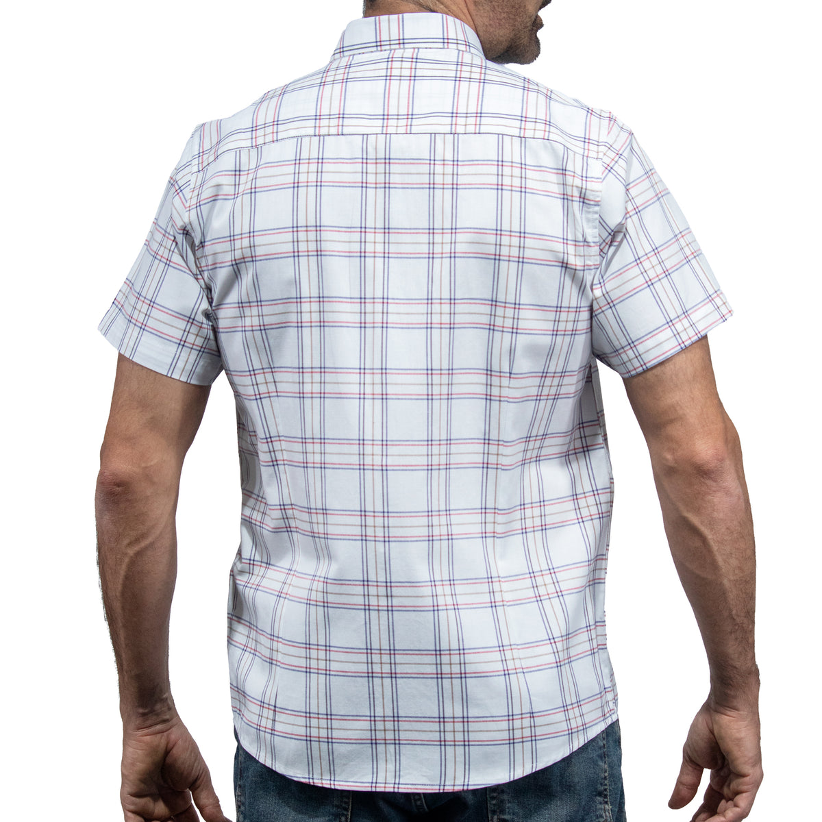 Camisa Cuadros Blanca Manga Corta 100% Algodón 2605086
