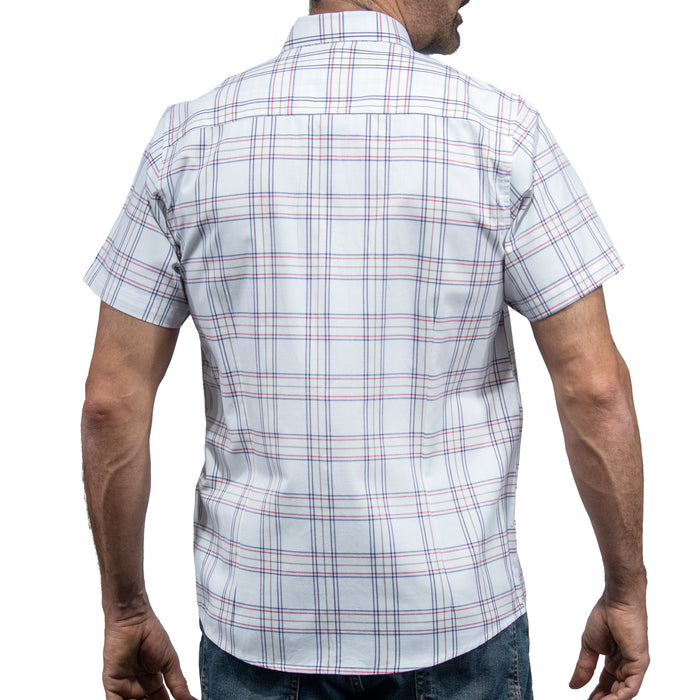 Camisa Cuadros Blanca Manga Corta 100% Algodón 2605086