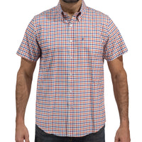 Camisa Naranja Cuadros Manga Corta 100% Algodón 2605087
