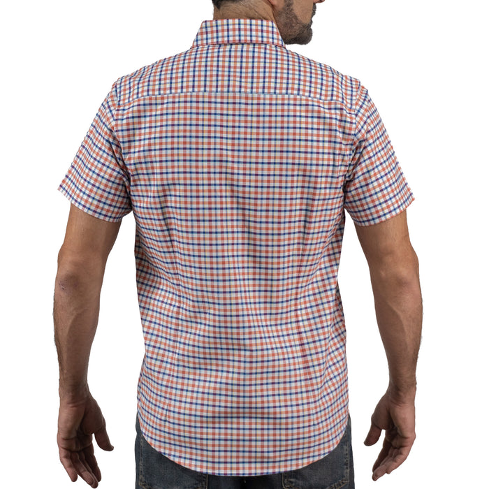 Camisa Naranja Cuadros Manga Corta 100% Algodón 2605087