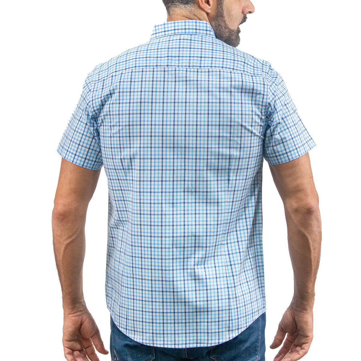 Camisa Cuadros Azul Manga Corta 100% Algodón 2605089