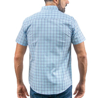 Camisa Cuadros Azul Manga Corta 100% Algodón 2605089